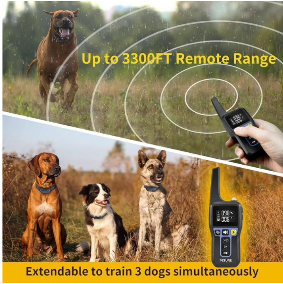 PaiPaitek 2-in-1 Bark Collar,3300FT Remote Dog Training Collar,Adjustable Electronic Dog Collar,Shock Collar for Large Medium Small Dog,w/3 Modes,IPX7
