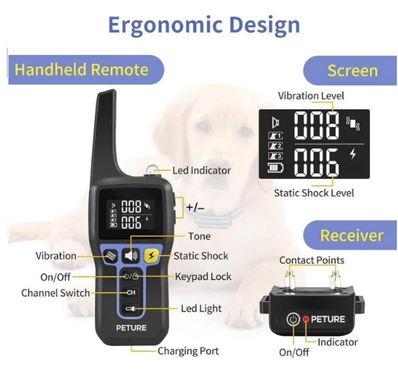 PaiPaitek 2-in-1 Bark Collar,3300FT Remote Dog Training Collar,Adjustable Electronic Dog Collar,Shock Collar for Large Medium Small Dog,w/3 Modes,IPX7
