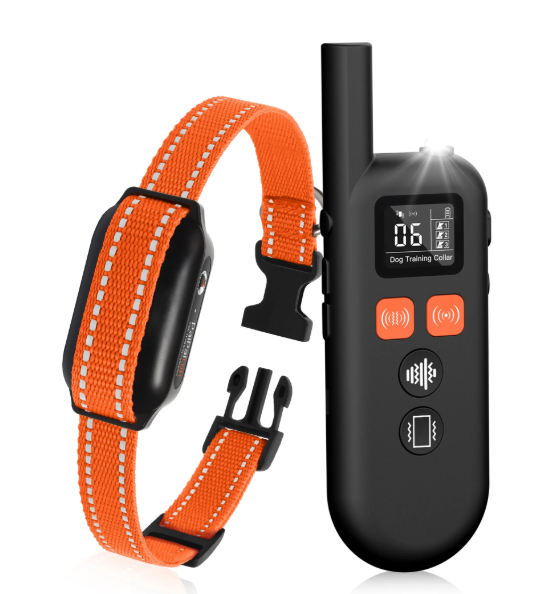 Paipaitek No Shock Dog Training Collar with Remote, 3300ft Long Range, Humane Vibration & Ultrasonic Collar with Beep, Security Lock, No Prongs for Small Medium Large Dogs,Orange