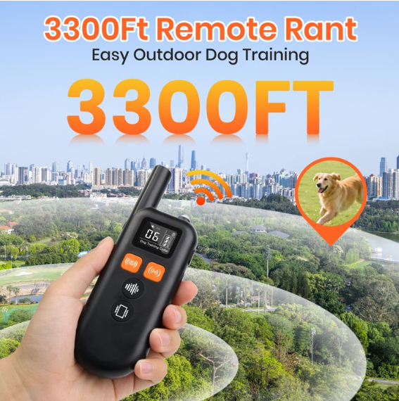 Paipaitek No Shock Dog Training Collar with Remote, 3300ft Long Range, Humane Vibration & Ultrasonic Collar with Beep, Security Lock, No Prongs for Small Medium Large Dogs,Orange