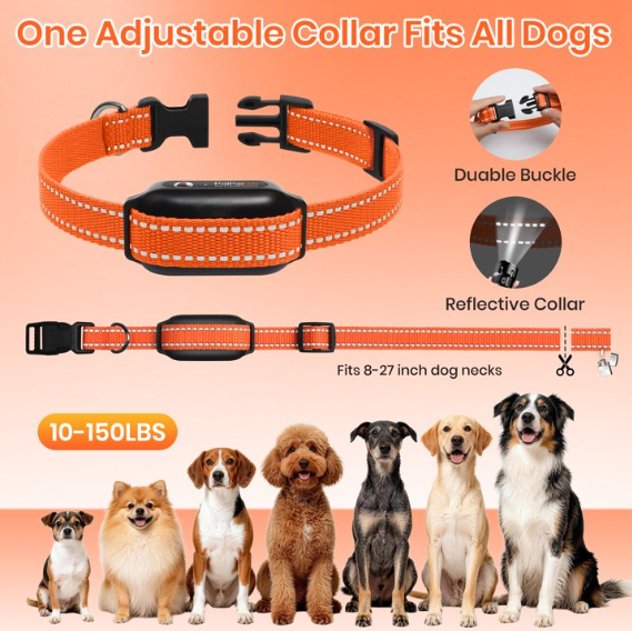 Paipaitek No Shock Dog Training Collar with Remote, 3300ft Long Range, Humane Vibration & Ultrasonic Collar with Beep, Security Lock, No Prongs for Small Medium Large Dogs,Orange