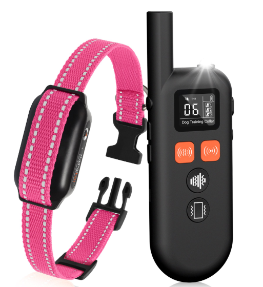 Paipaitek No Shock Dog Training Collar with Remote, 3300ft Long Range, Humane Vibration & Ultrasonic Collar with Beep, Security Lock, No Prongs for Small Medium Large Dogs,Pink