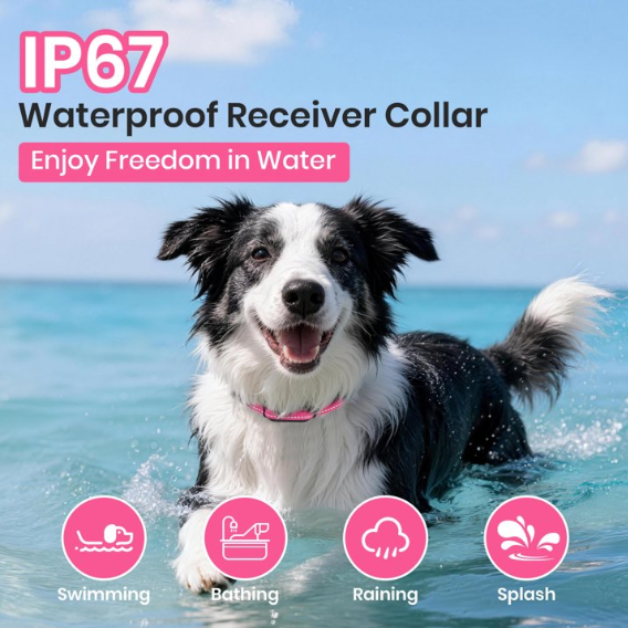Paipaitek No Shock Dog Training Collar with Remote, 3300ft Long Range, Humane Vibration & Ultrasonic Collar with Beep, Security Lock, No Prongs for Small Medium Large Dogs,Pink