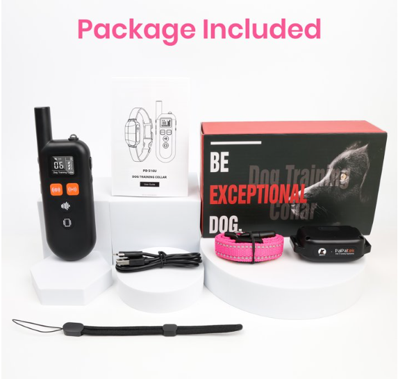 Paipaitek No Shock Dog Training Collar with Remote, 3300ft Long Range, Humane Vibration & Ultrasonic Collar with Beep, Security Lock, No Prongs for Small Medium Large Dogs,Pink