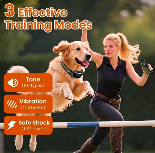 Paipaitek Dog Training Collar with Remote,2-in-1 Dog Shock Collar & Auto Bark Collar,3300FT Range,Waterproof Shock Collar for Small Medium Large Dogs,Green,For 2 Dogs