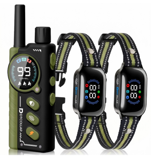 Paipaitek Dog Training Collar with Remote,2-in-1 Dog Shock Collar & Auto Bark Collar,3300FT Range,Waterproof Shock Collar for Small Medium Large Dogs,Green,For 2 Dogs