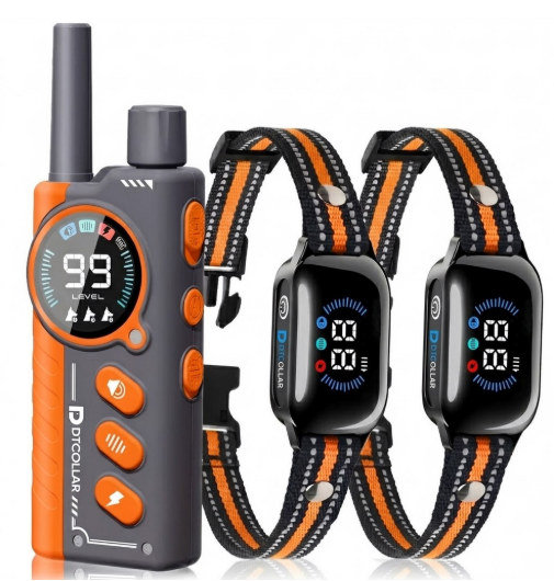 Paipaitek Dog Training Collar with Remote,2-in-1 Dog Shock Collar & Auto Bark Collar,3300FT Range,Waterproof Shock Collar for Small Medium Large Dogs,Orange,For 2 Dogs