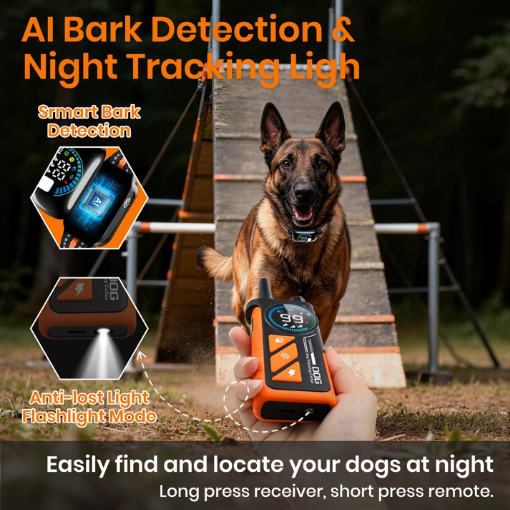 Paipaitek Collar de adiestramiento para perros con mando a distancia, 3 modos de entrenamiento con 124 niveles de corrección, pantalla LED de doble color, collar electrónico recargable con impermeabilidad IPX7 para perros pequeños, medianos y grandes