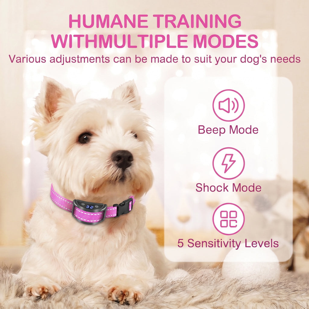Paipaitek Dog Bark Collar, Automatic Shock & Beep, Waterproof & Rechargeable, For Small to Large Dogs