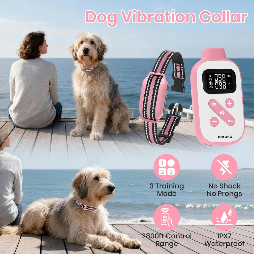 HOKOFO No Shock Dog Training Collar, Vibration and Beep Training Collar, 3300ft Remote,For Small Puppy Medium Large Dogs