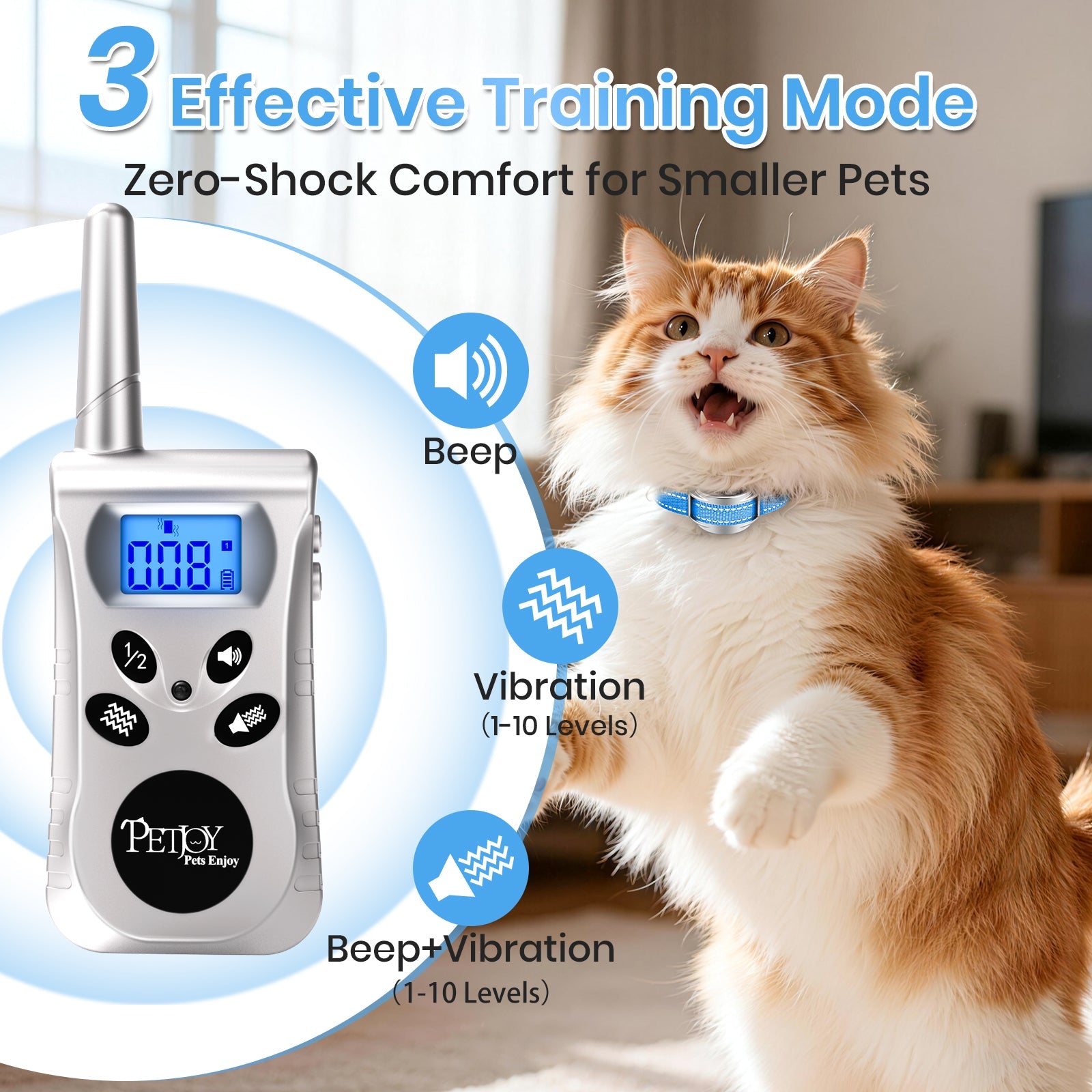 PetJoy No Shock Training Collar for Dogs & Cats,Small Dog Training Collar, Cat Meow Collar, 1600ft Remote, Vibration Only, IP67 Waterproof (Small/Medium)