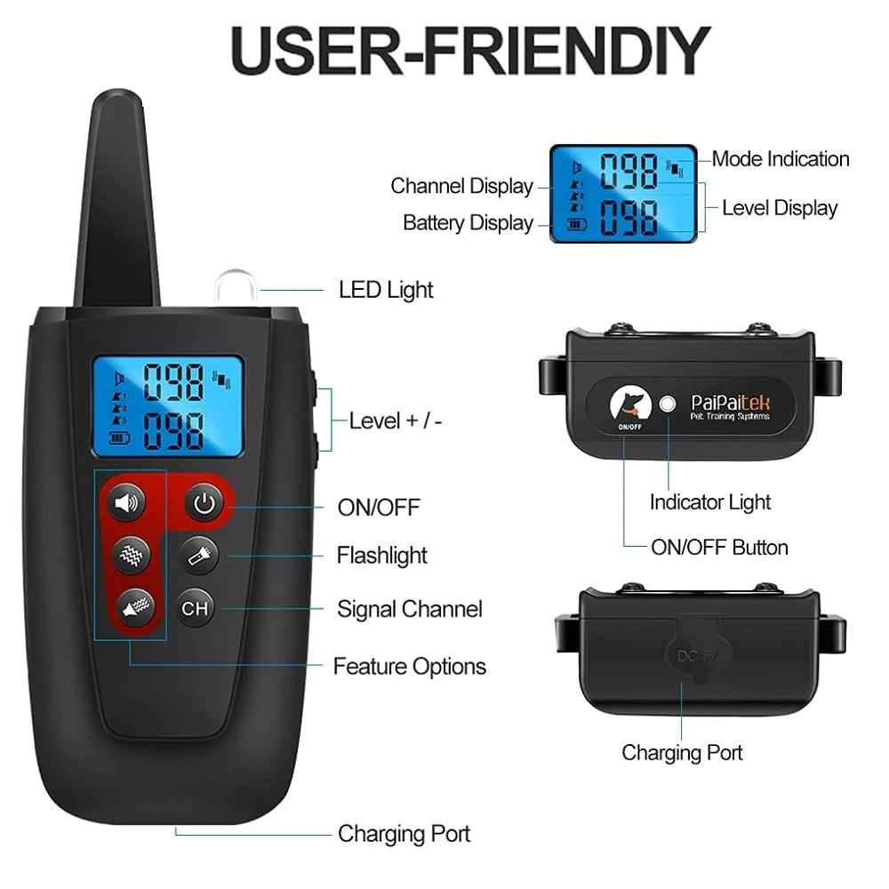 Paipaitek No Shock Dog Training Collar with Remote, 3300ft Range, Vibrating & Waterproof