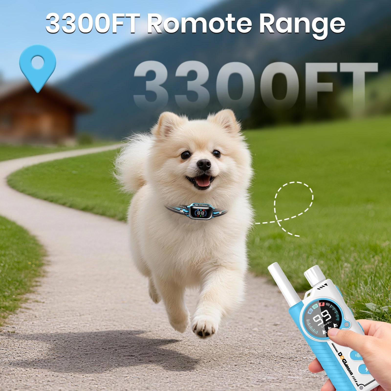 PetJoy 2 in 1 Dog Training Collar with Remote，4 Modes Dog Shock Collar ，3300Ft Anti Bark Collar for Small Large Dogs,IPX7 Waterproof