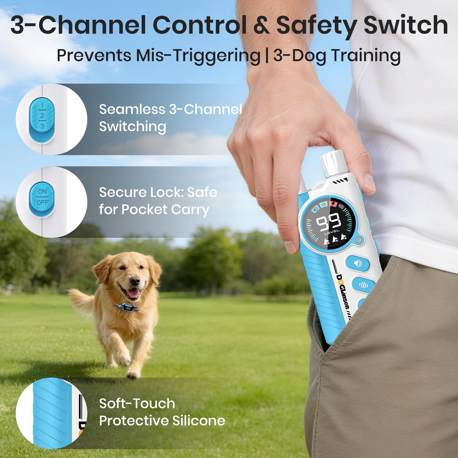 PetJoy 2 in 1 Dog Training Collar with Remote 2 Dogs，4 Modes Dog Shock Collar ，3300Ft Anti Bark Collar for Small Large Dogs,IPX7 Waterproof