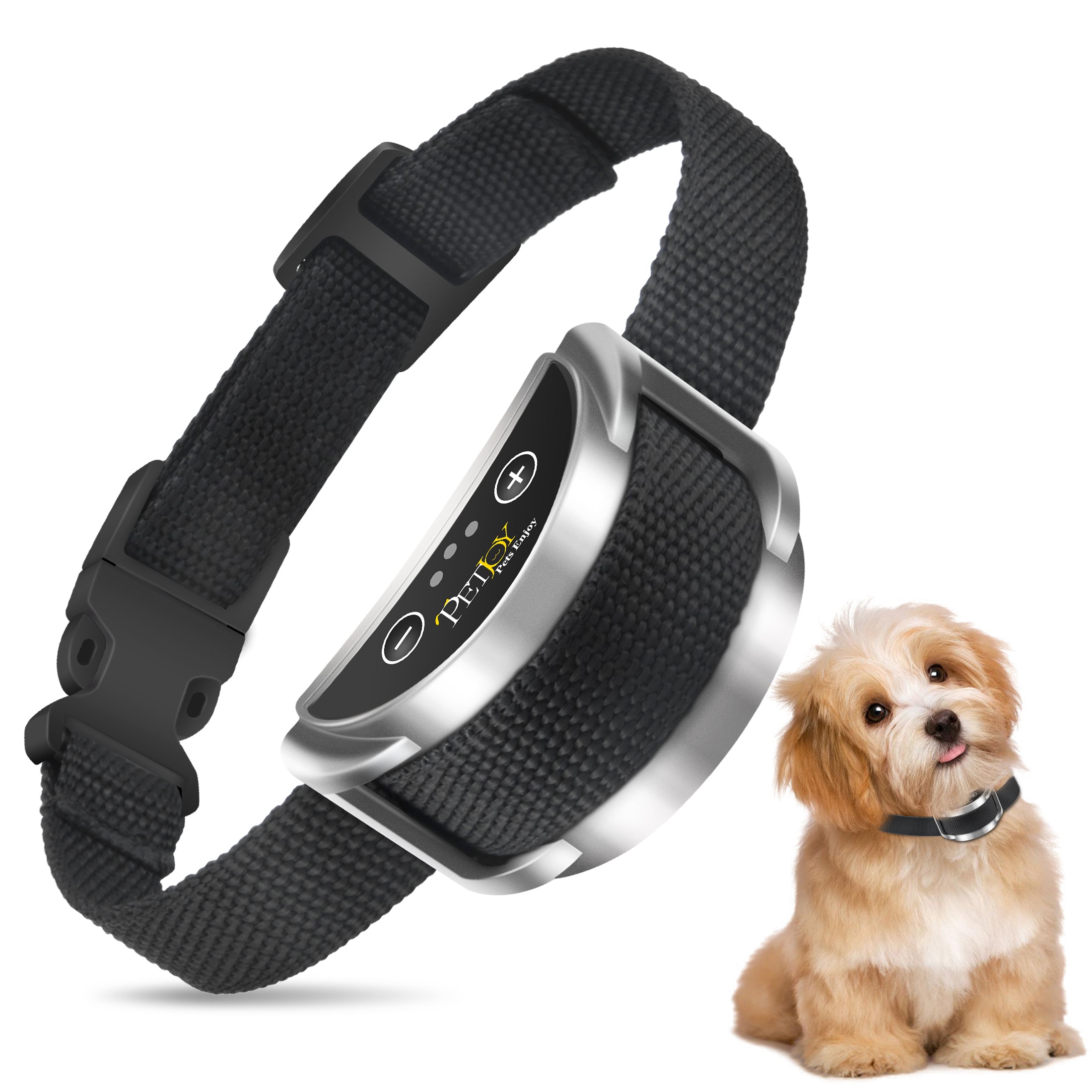 PetJoy Dog Bark Collar,Shock Anti Bark Collar with Beep & Shock,5 Levels,for Dogs 5-120lbs,Waterproof,Siver