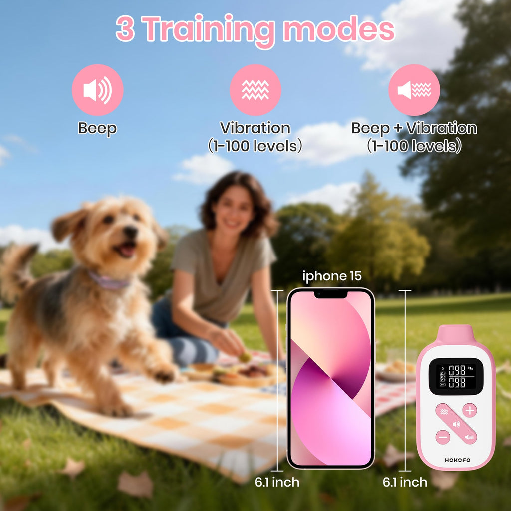 HOKOFO No Shock Dog Training Collar, Vibration and Beep Training Collar, 3300ft Remote,For Small Puppy Medium Large Dogs