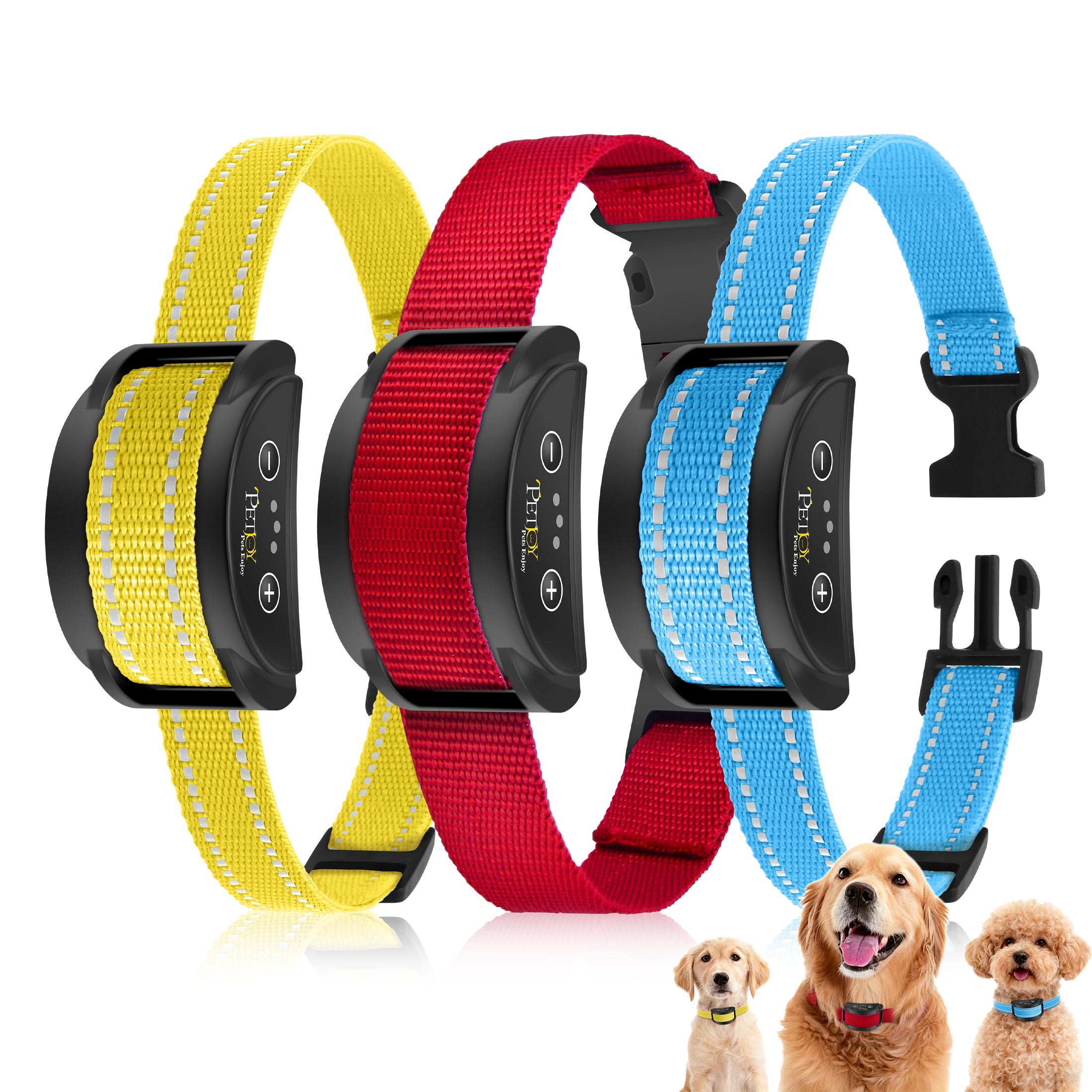PetJoy Automatic Bark Collar for 3 Dogs,Bark Shock Collar,Anti Barking Collar with Beep&Shock,Bark Collar Adjustable Sensitivity for All Breeds of Dogs