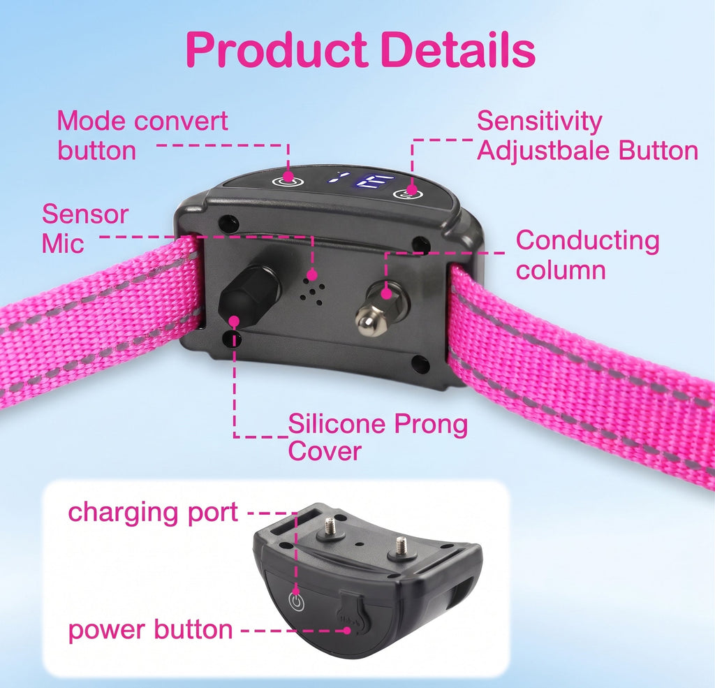 Paipaitek Dog Bark Collar, Automatic Shock & Beep, Waterproof & Rechargeable, For Small to Large Dogs