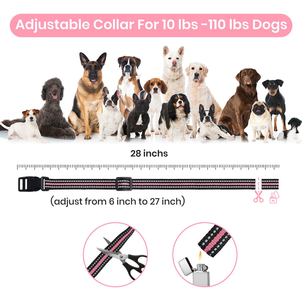PetJoy No Shock Dog Training Collar, Vibrating Dog Collar with Remote 2800Ft, Dog Bark Collar No Shock-Vibration Collar for Puppy Small Medium Large Dogs - No Prongs,Pink