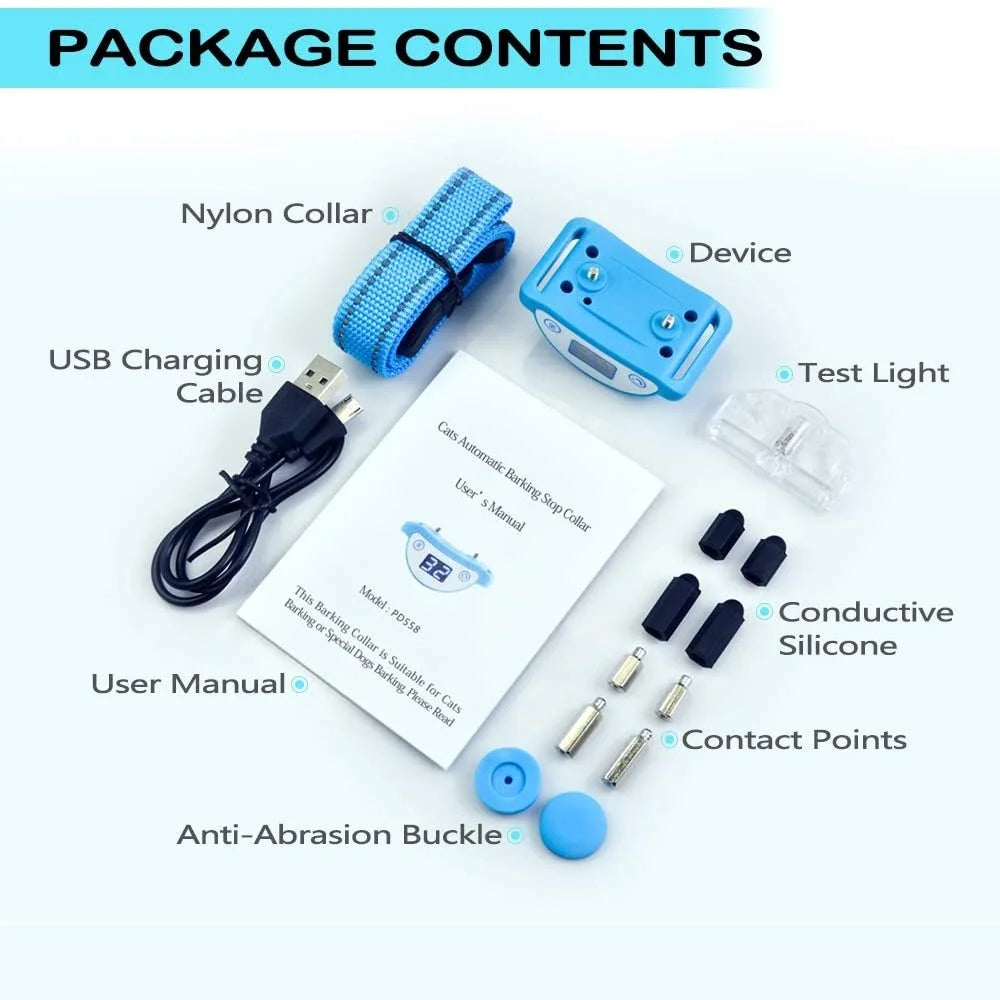 PaiPaitek Cat Shock Collar, Beep, Vibration and Shock 3 Modes to Auto Stop Meowing, Lightest Safe Shock Collar for Small Cats 5-15lbs & Medium Large Cats, Waterproof & Rechargeable