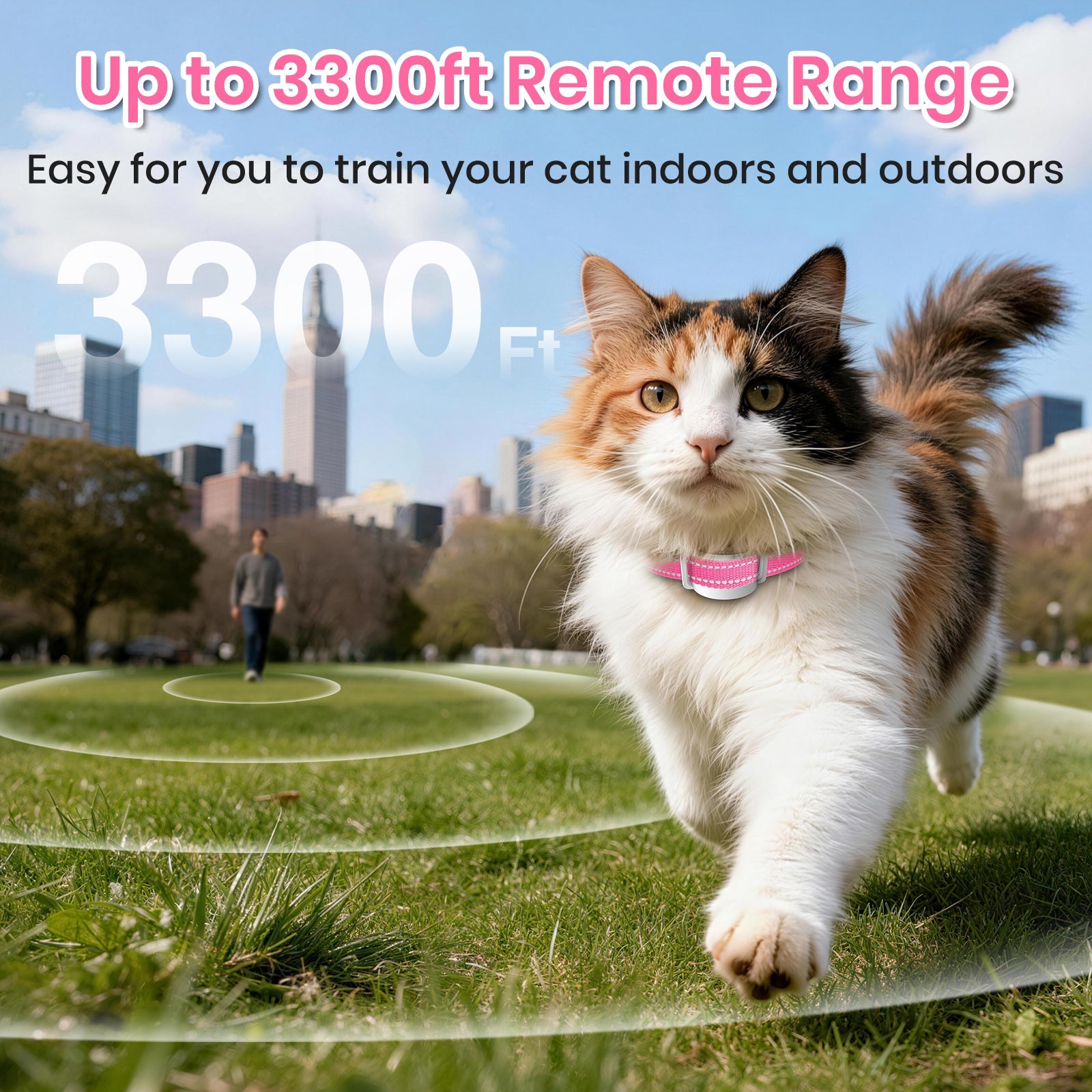 PetJoy Cat Shock Collar with Remote,Cat Training Collar for Cat,Cat Meow Collar with 2 Modes Remote Training and Auto Anti-Meow,Safe and Helpful,Pink