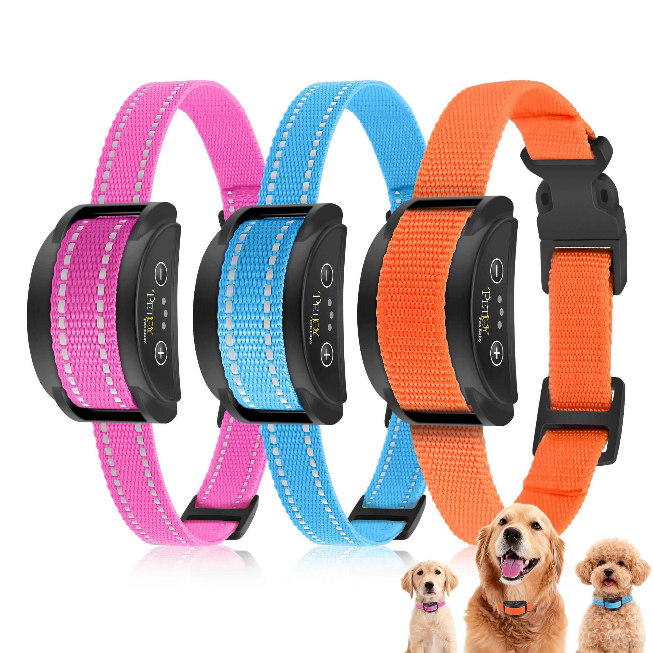 Petjoy Automatic Bark Collar for 3 Dogs,Dog Shock Collar,Anti Barking Collar with Beep&Shock,Bark Collar Adjustable Sensitivity for All Breeds of Dogs