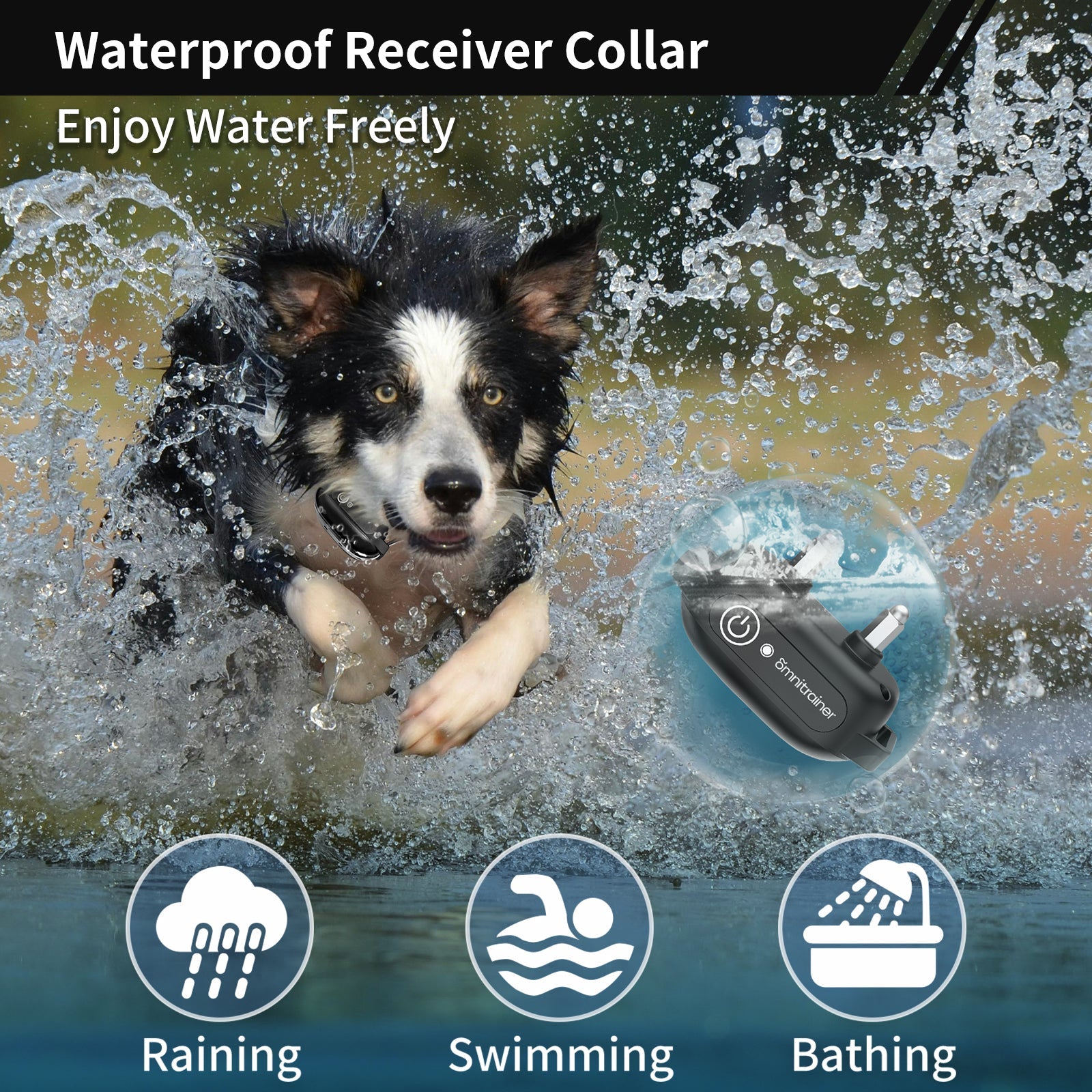 OMNITRAINER Dog Training Collar with Remote - 3300Ft Range, 3 Humane Training Modes (Beep, Vibration, Static), IPX7 Waterproof & Rechargeable - Professional E-Collar for Small, Medium, Large Dogs