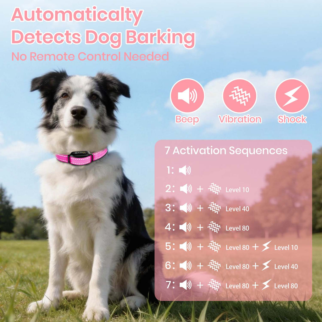 Petjoy Dog Training Collar for 3 Dogs,Dog Shock Collar with Remote,3600Ft Range Training and Auto Anti Bark Collar,3 Modes-Beep,Vibration& Shock,IPX7 Waterproof