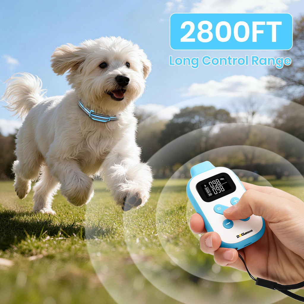 No Shock Dog Training Collar, Beep and Vibrating Dog Collar with Remote 2800Ft, Dog Bark Collar No Shock-Vibration Collar for Small Medium Large Dogs - No Prongs Blue