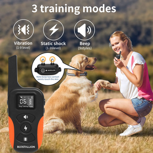 BOOSTALLION Dog Training Collar with Remote - 3300ft Range, 3 Humane Training Modes (Beep, Vibration, Shock), IPX7 Waterproof, Rechargeable E-Collar for Medium to Large Dogs (40-150 lbs)