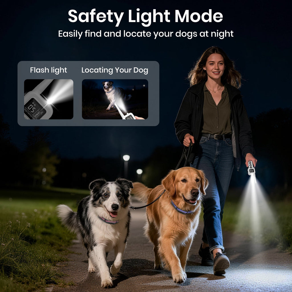PetJoy No Shock Dog Training Collar with Remote 2 Dogs,3300ft Vibrating Dog Collar with Beep &Vibration,IPX7 Waterproof Dog Bark Collar No Shock for 5-120lbs Dogs，No Prongs