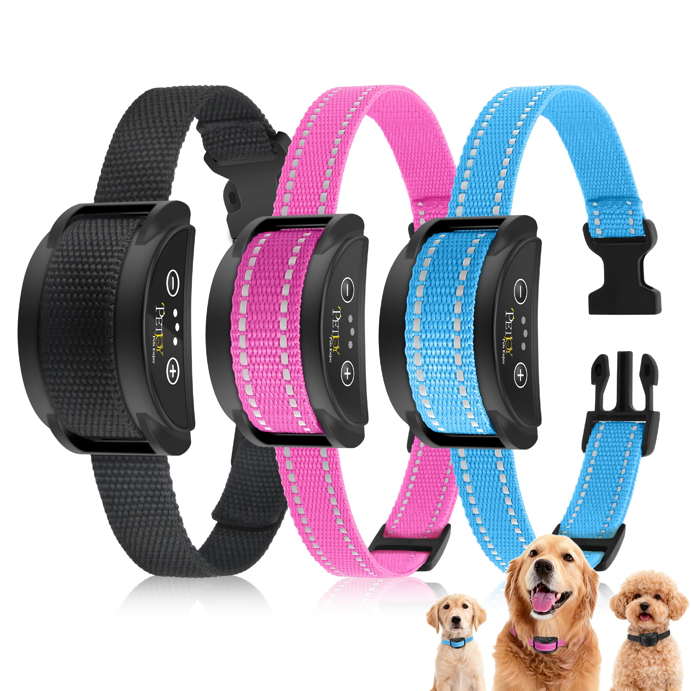 Petjoy Automatic Bark Collar for 3 Dogs,Dog Shock Collar,Anti Barking Collar with Beep&Shock,Bark Collar Adjustable Sensitivity for All Breeds of Dogs
