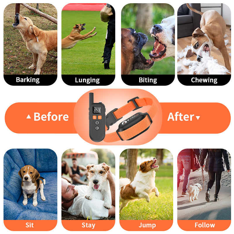 3300ft Range Rechargeable Waterproof Shock Ecollar Dog Training With 4 Training Modes