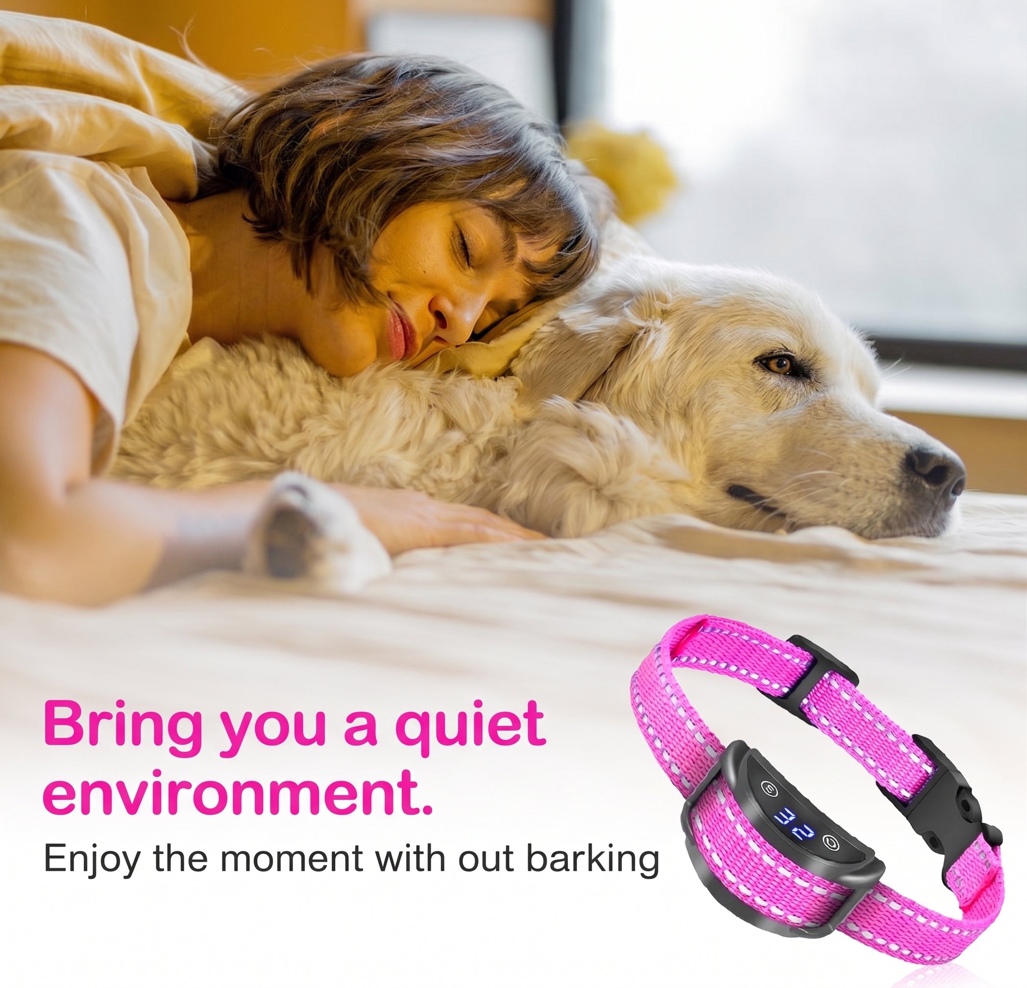 Paipaitek Dog Bark Collar, Automatic Shock & Beep, Waterproof & Rechargeable, For Small to Large Dogs