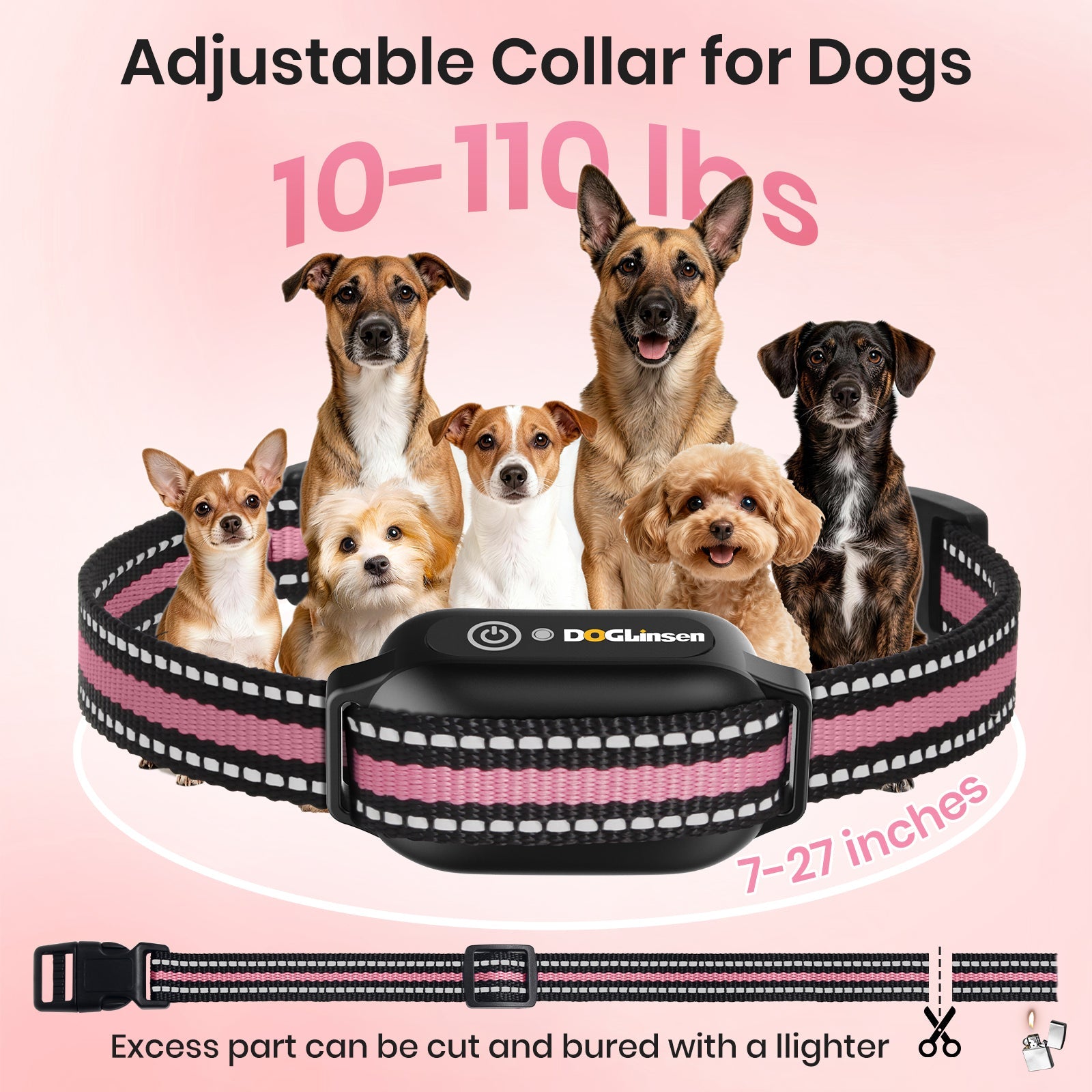 PetJoy No Shock Dog Training Collar with Remote 2 Dogs,3300ft Vibrating Dog Collar with Beep &Vibration,IPX7 Waterproof Dog Bark Collar No Shock for 5-120lbs Dogs，No Prongs