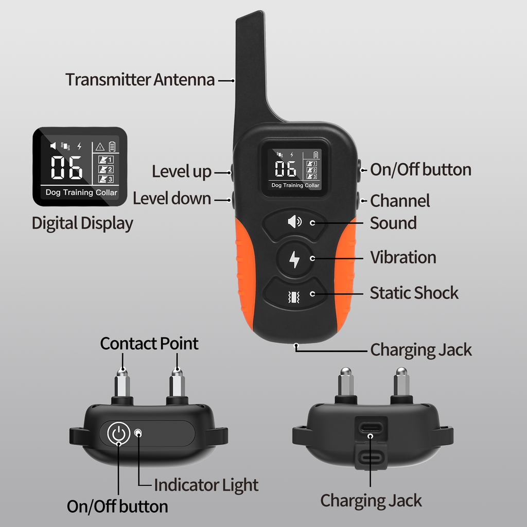PD 519 PaiPaitek Rechargeable Waterproof Static Shock Electric Dog Training Collar With Remote 3300FT For All Breeds Sizes