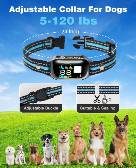 Dog Bark Collar with Remote - IPX7 Waterproof Dog Training Collar with Beep Vibration & Static Modes, Dog Collar Barking Control, 3300FT Bark Training Collar for Small Large Medium Dogs, Grey