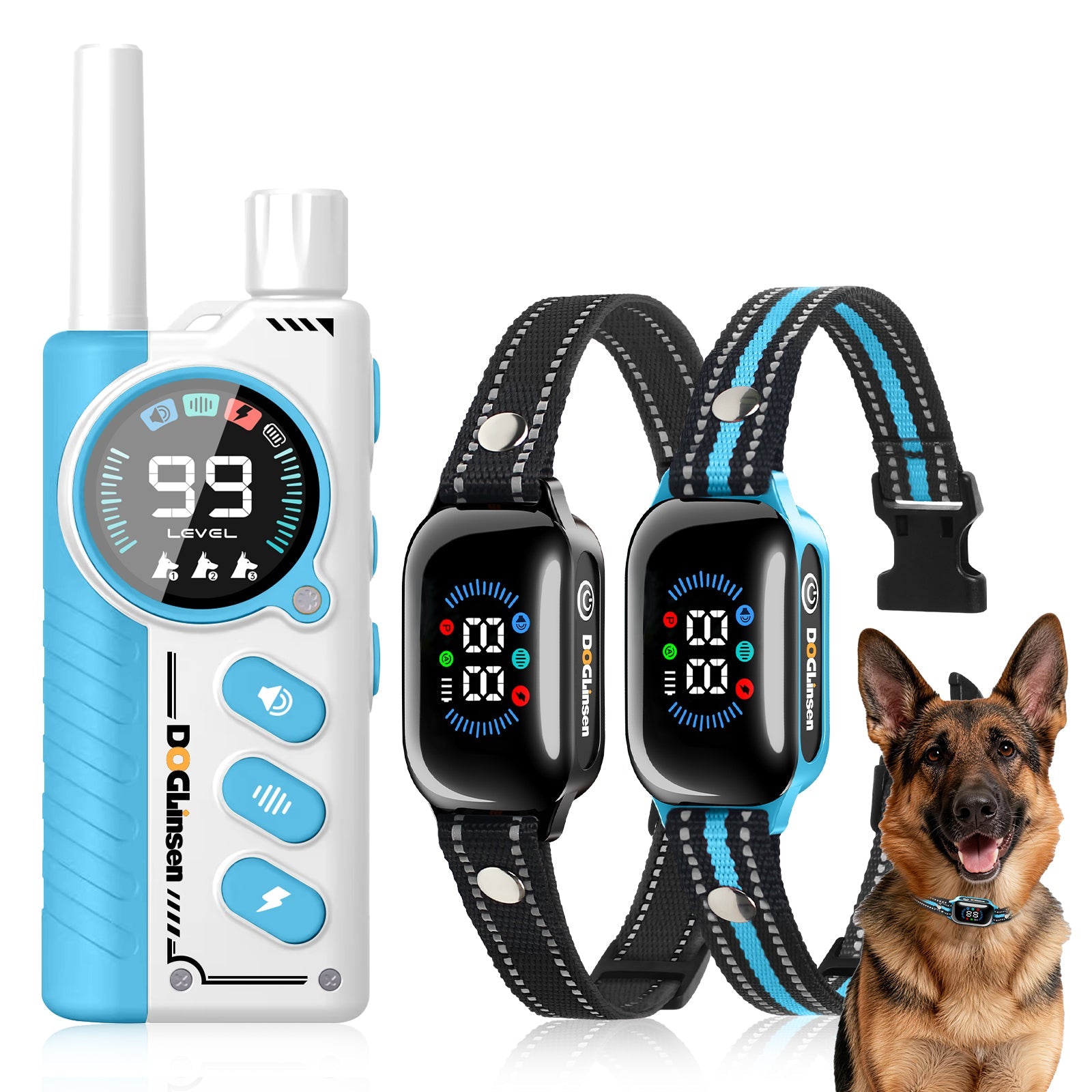 PetJoy 2 in 1 Dog Training Collar with Remote 2 Dogs，4 Modes Dog Shock Collar ，3300Ft Anti Bark Collar for Small Large Dogs,IPX7 Waterproof