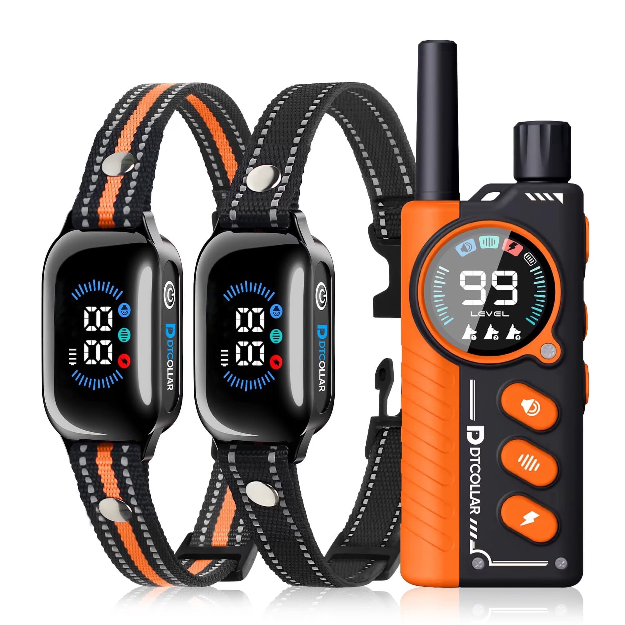 Paipaitek Dog Training Collar with Remote,2-in-1 Dog Shock Collar & Auto Bark Collar,3300FT Range,Waterproof Shock Collar for Small Medium Large Dogs,Orange,For 2 Dogs