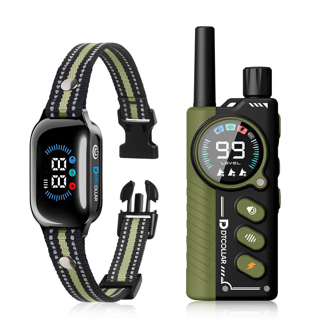 Paipaitek Dog Training Collar with Remote,2-in-1 Dog Shock Collar & Auto Bark Collar,3300FT Range,Waterproof Shock Collar for Small Medium Large Dogs,Green