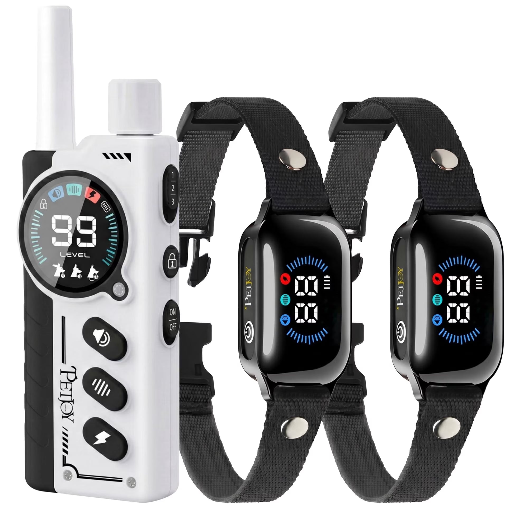 Paipaitek Dog Training Collar for 3 Dogs,4000ft Remote,Safety Shock Lock,9 Tones,Blue,for 2 dog
