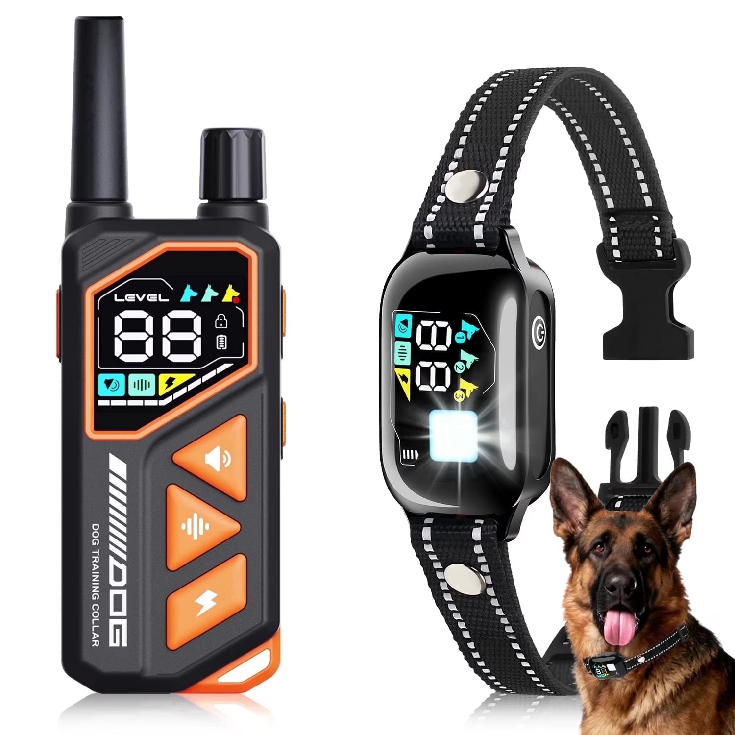 PetJoy Dog Shock Collar with Remote - 3300Ft Dog Training Collar with Beep Vibration & Static Modes, IPX7 Waterproof Dog Bark Collar for Small Large Medium Dogs with Reflective Flashlight & Strap