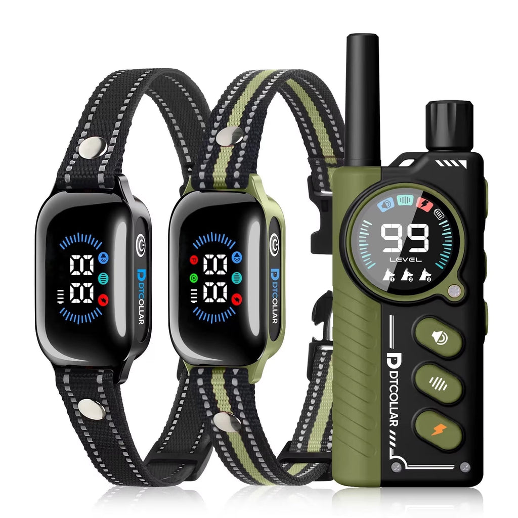 Paipaitek Dog Training Collar with Remote,2-in-1 Dog Shock Collar & Auto Bark Collar,3300FT Range,Waterproof Shock Collar for Small Medium Large Dogs,Green.Black