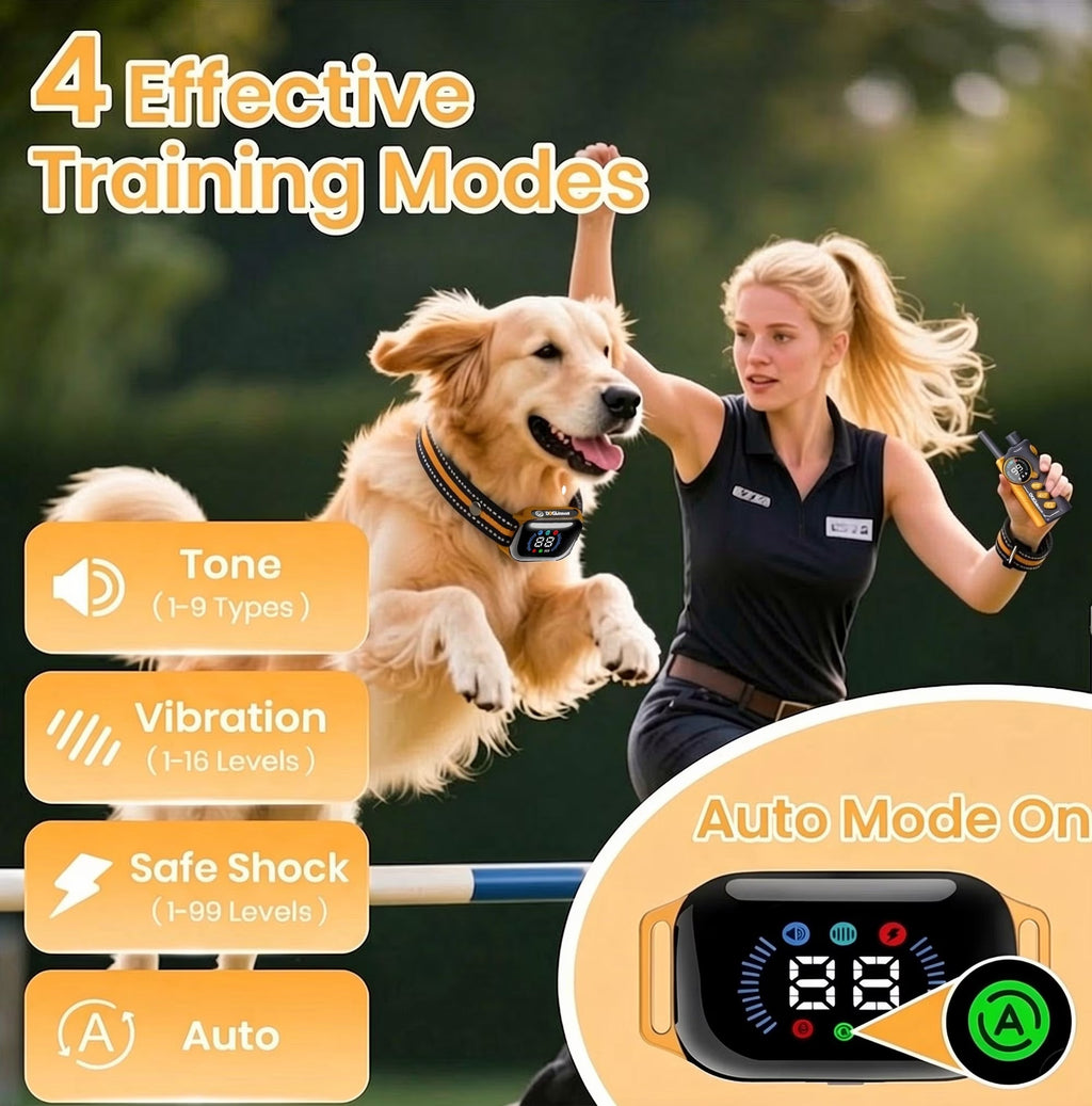 Paipaitek Dog Training Collar for 2 Dogs with Remote, 3300ft Long Range, 3 Modes (Shock, Vibration, Beep), IPX7 Waterproof Rechargeable E-Collar for Small Medium Large Dogs