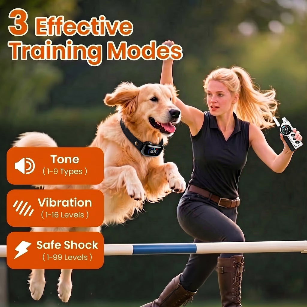 Paipaitek Dog Training Collar for 3 Dogs,4000ft Remote,Safety Shock Lock,9 Tones,Blue,for 2 dog