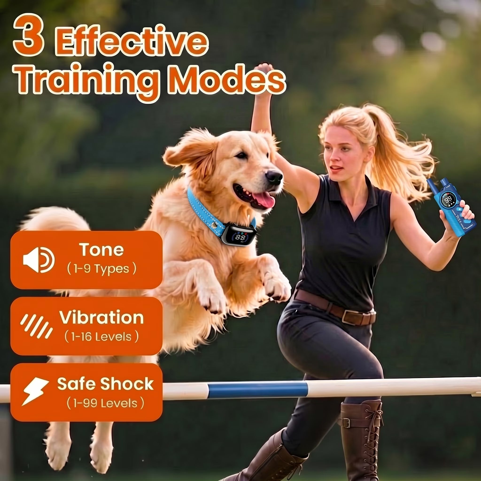 Paipaitek Dog Training Collar for 3 Dogs,4000ft Remote,Safety Shock Lock,9 Tones,White,for 2 dog