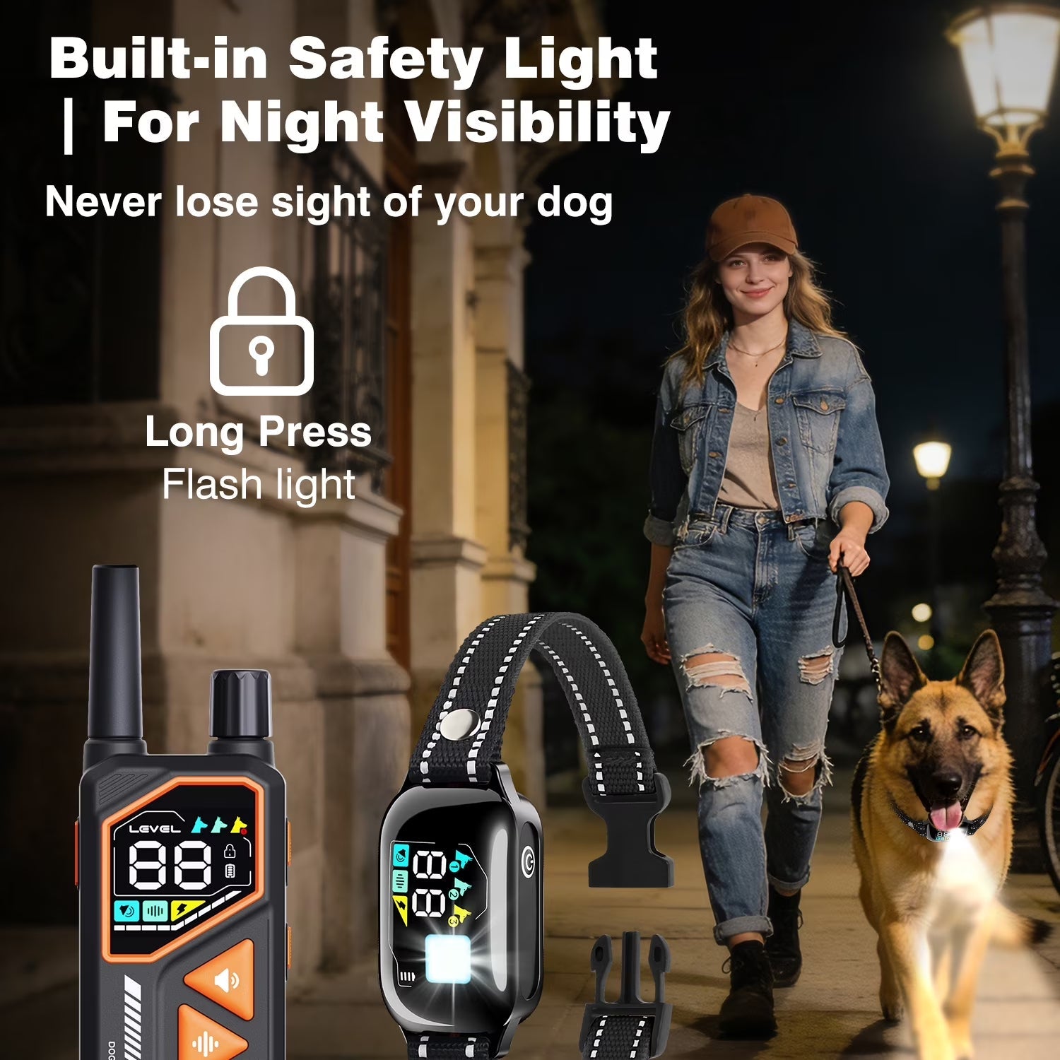 PetJoy Dog Shock Collar with Remote - 3300Ft Dog Training Collar with Beep Vibration & Static Modes, IPX7 Waterproof Dog Bark Collar for Small Large Medium Dogs with Reflective Flashlight & Strap