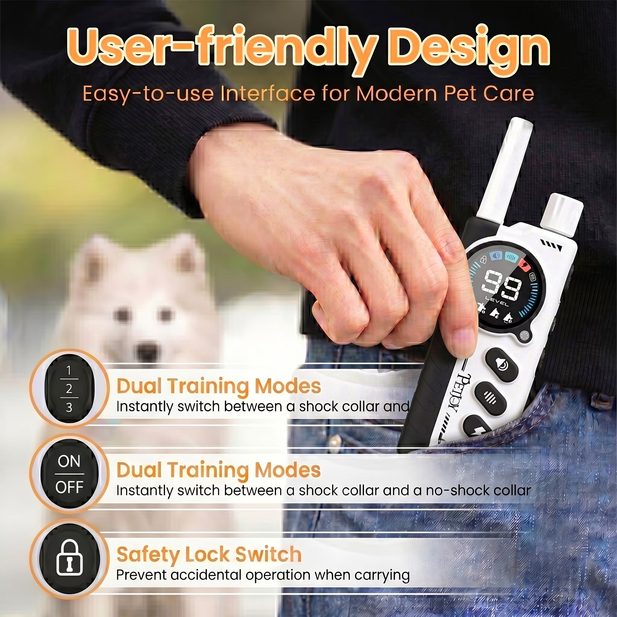 Paipaitek Dog Training Collar for 3 Dogs,4000ft Remote,Safety Shock Lock,9 Tones,Blue,for 2 dog