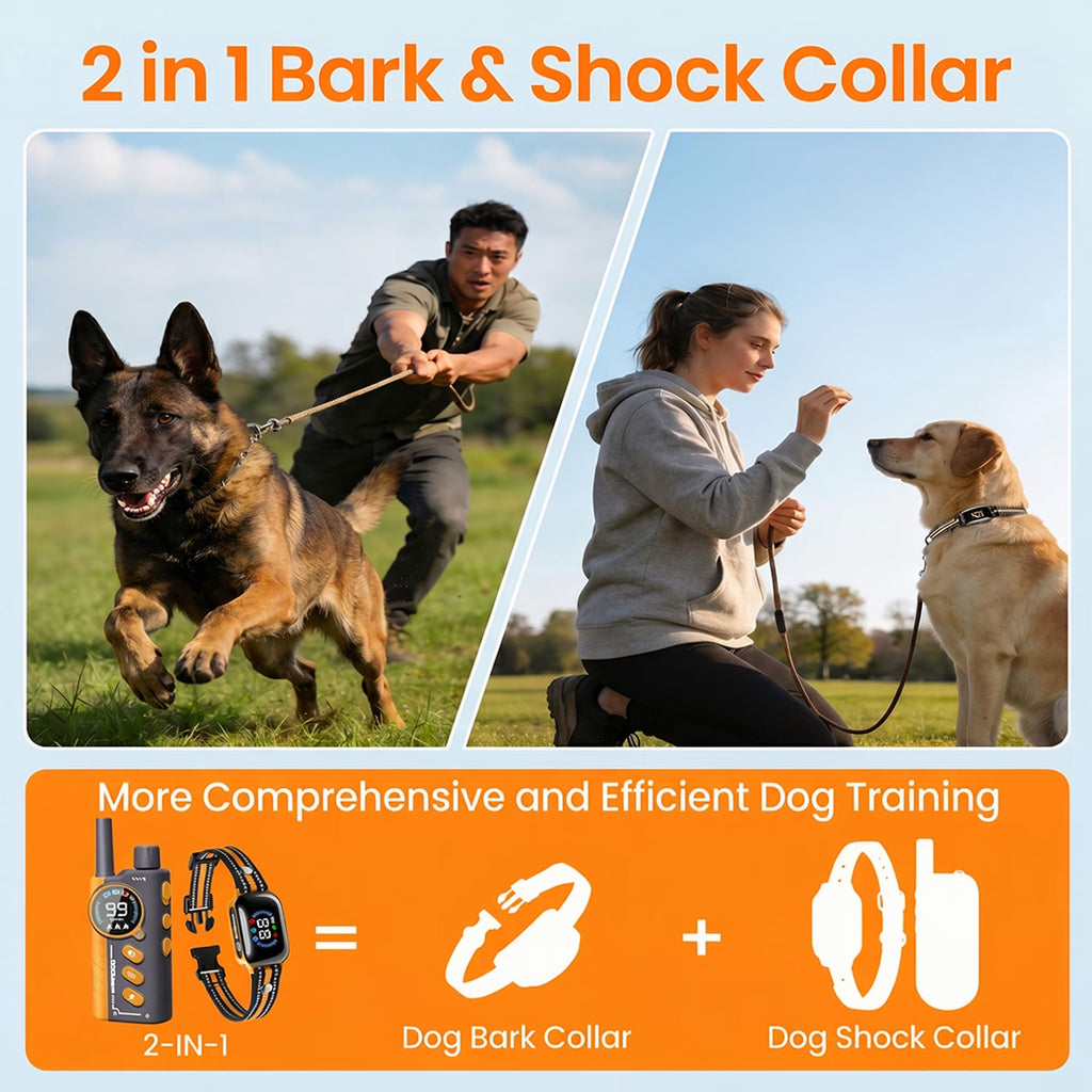 Paipaitek Dog Training Collar for 2 Dogs with Remote, 3300ft Long Range, 3 Modes (Shock, Vibration, Beep), IPX7 Waterproof Rechargeable E-Collar for Small Medium Large Dogs