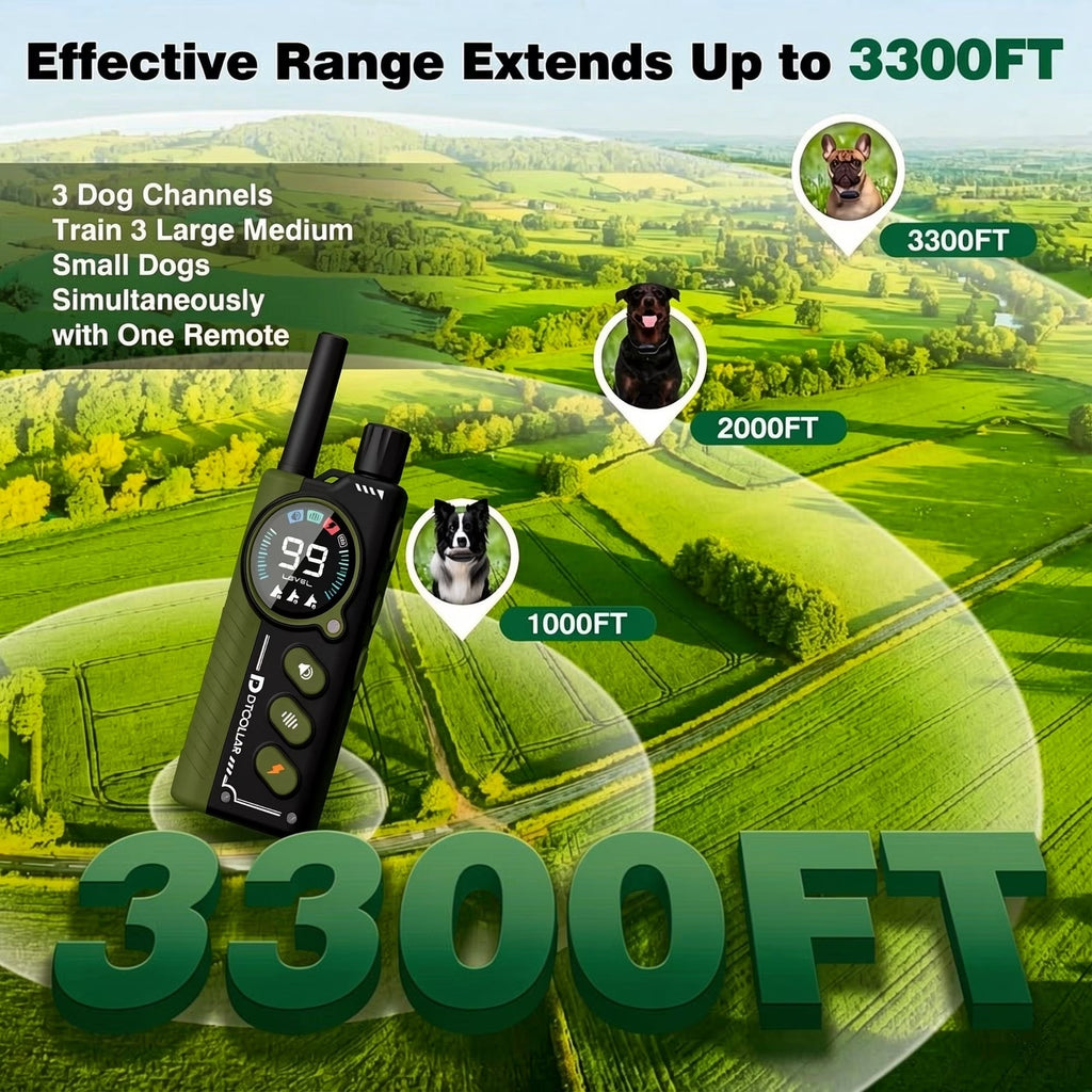 Paipaitek Dog Training Collar with Remote,2-in-1 Dog Shock Collar & Auto Bark Collar,3300FT Range,Waterproof Shock Collar for Small Medium Large Dogs,Green